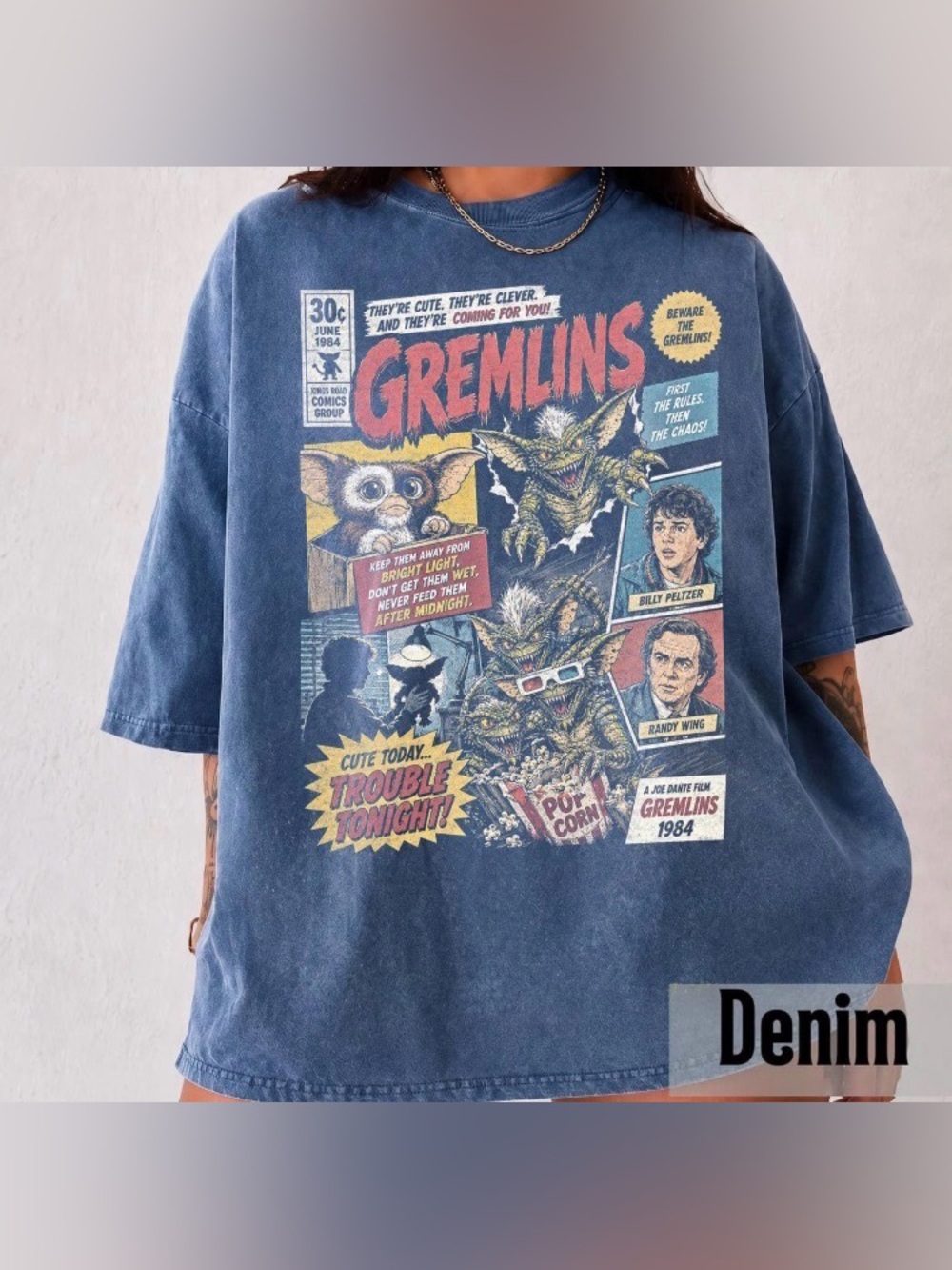 Vintage Gremlins Comic T-Shirt, Retro 80s Movie Graphic Tee, 1984 Nostalgia Tee
